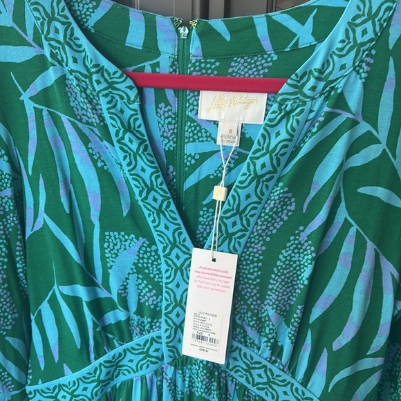NWT Lilly Pulitzer Wexlee Maxi Dress Fiddle Leaf Green Its A Jungle Size 8 - Picture 2 of 5
